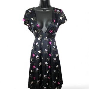 Free People Black Floral Lace Accented Dress